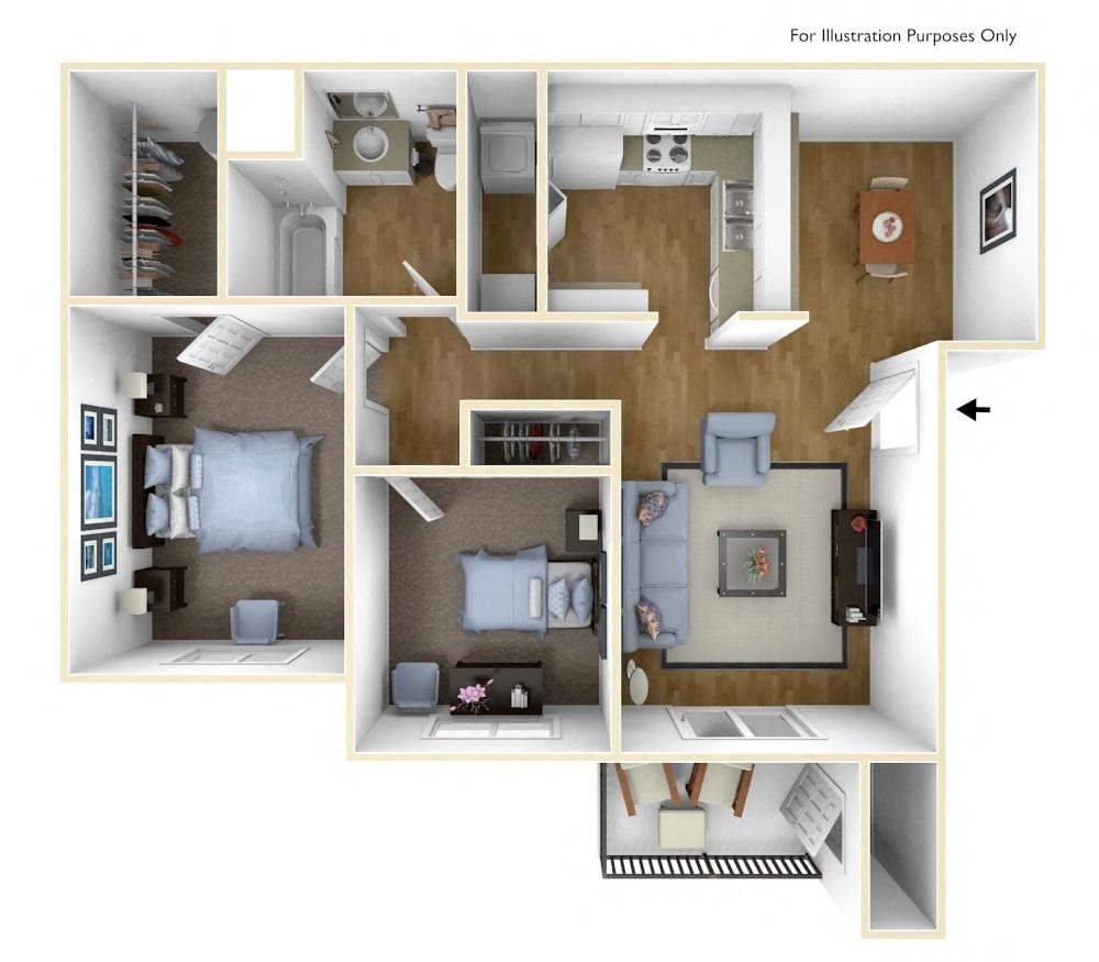 Two Bed One Bath floor plan